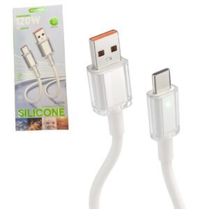 Cable USB a Tipo C 1 metro 120W carga rápida color blanco
